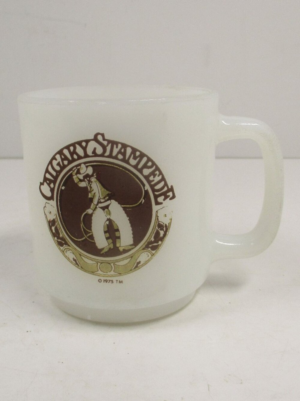 Vintage 1975 CALGARY STAMPEDE Rodeo Glasbake Coffee Cup - Mug Clean U.S.A